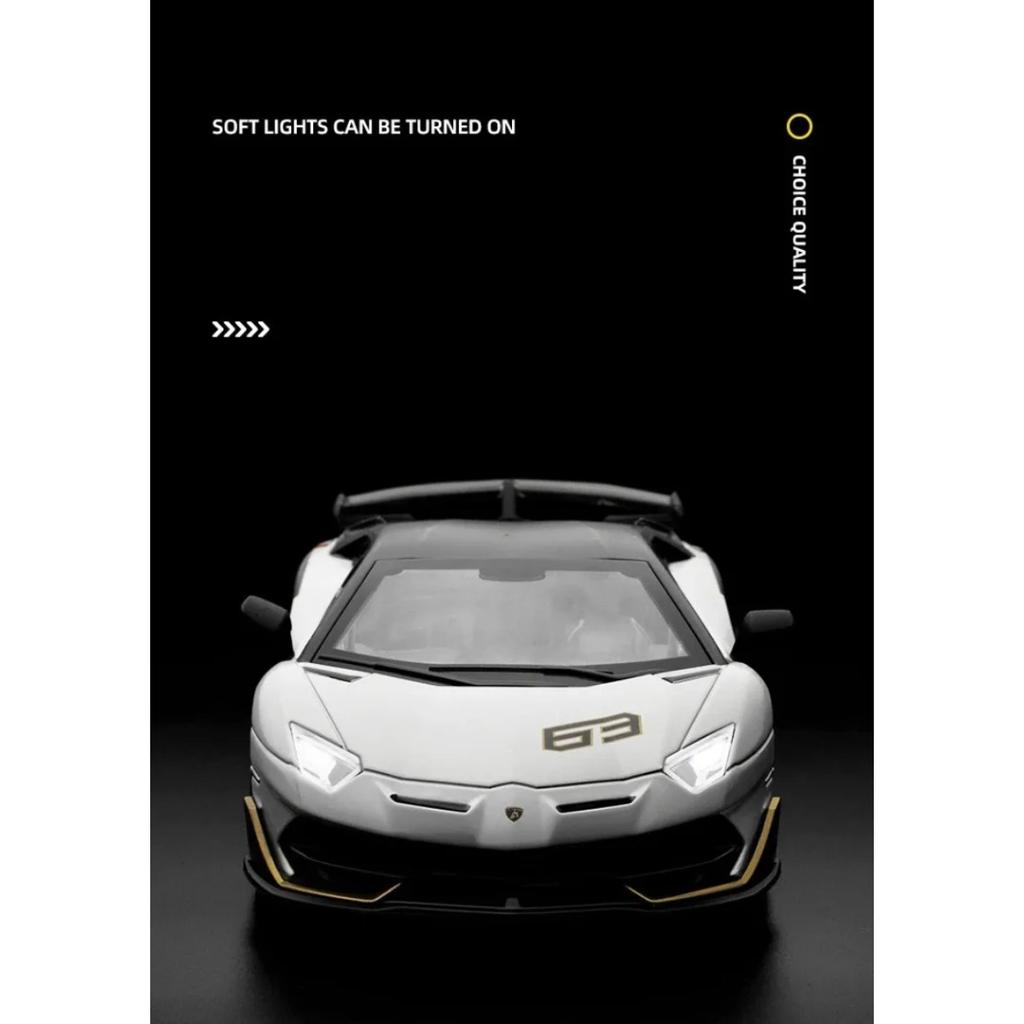 1/24 Модель суперкара Lamborghini Aventador SVJ63 Симуляция Литой Спортивный автомобиль Игрушка Подарок для детей Мальчиков Коллекционные Миниатюрные Автомобили