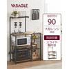 VASAGLE Range Board, Kitchen Rack with Sliding Shelf, Fits Large Microwaves, Kitchen Cart, Dish Rack, Kitchen Storage, Includes 6 S-Shaped Racks, 132c