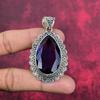 Подвеска с синим сапфиром, подвеска из драгоценного камня ручной работы, подвеска из стерлингового серебра 925 пробы, антикварные ювелирные изделия, для подарка на помолвку