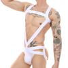 Sexy Men Bondage Erotic Lingerie Jockstrap Sexy Harness Man Bodysuit Leotard Underwear One-Piece Costume Strap Thong Halter Neck