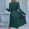 Women's O Neck Long Sleeves Fall Lace Up Print High Waist All Match Dress
