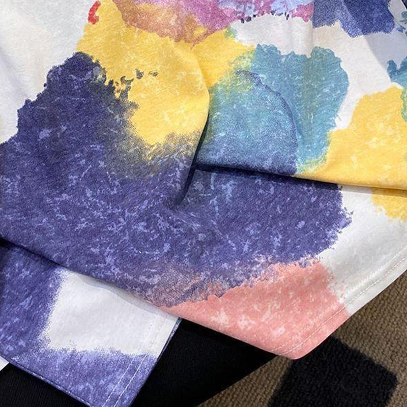 Tie Design Niche Sense Dye Short Sleeved Tshirt For Womens Summer New Loose Casual Half Sleeve Summer Top Halfsleeve
