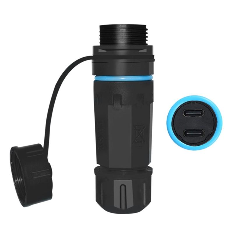 Прочность Пластик Ip68 Водонепроницаемые USB C Разъемы Двойной USB C Порт Зарядный Кабель Оборудование для улицы Тип c Разъемы