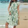 Summer Women's Fashion Printed Pleated European and American Dresses