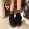 Модные зимние хлопковые ботинки на платформе с перекрестными ремешками, 2025, новые, с флисом и утолщенным тепловым коротким голенищем, слипоны, сноубутсы