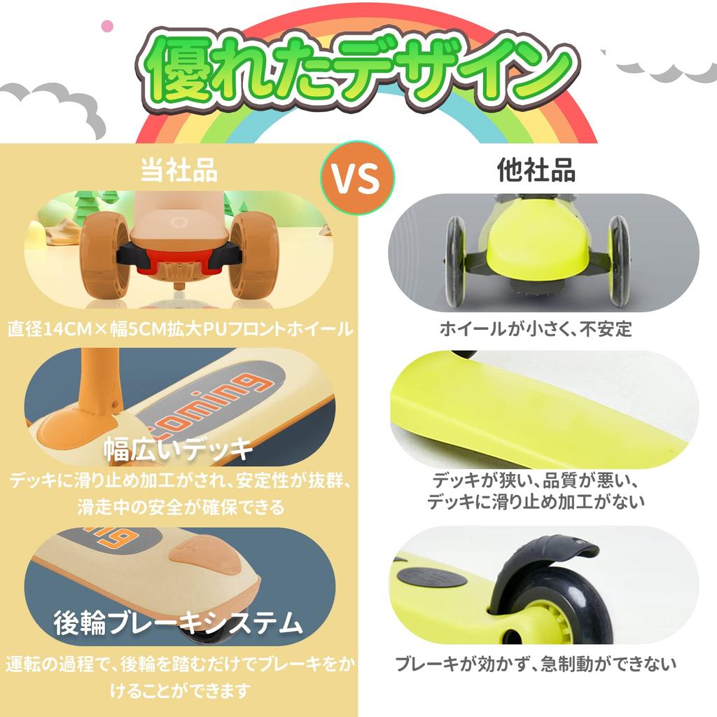 Детский самокат для ног, высота, подсветка, светодиодная подставка, направленная, легкая в загрузке, грузоподъемность, заднее колесо, подарок для детей "MIMOSA" для детей, 3 уровня