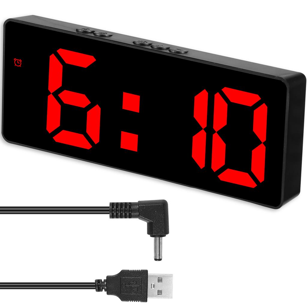 LED Digital Alarm Clock Table Clock Three-Level Adjustment Electronic Desktop Clock for Bedroom Display 12/24H LED Clock