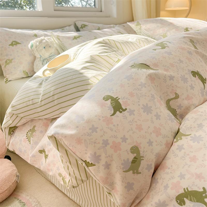 Комплект постельного белья из четырех предметов, пододеяльник из чистого хлопка с цветочным рисунком, простыня для спальни из трех предметов