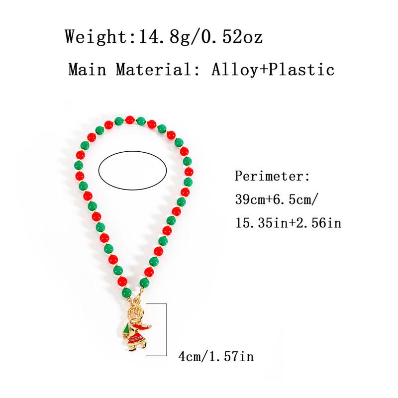 Christmas Imitation Pearl Necklace for Women Fashion Santa Claus Snowman Pendant Clavicle Chain Jewelry