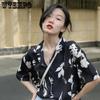 WTEMPO Уличная одежда Harajuku, винтажные шикарные футболки с короткими рукавами и принтом, женские повседневные свободные блузки с отложным воротником, летние рубашки