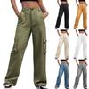 Fashionable Women's Multi-pocket Workwear Straight Trousers High Waist Slimming Loose Wide Leg Work Trousers
