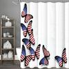 Butterfly Shower Curtain with Flag Pattern, Bathroom Decorative Shower Curtain, Waterproof Shower Curtain with Hooks