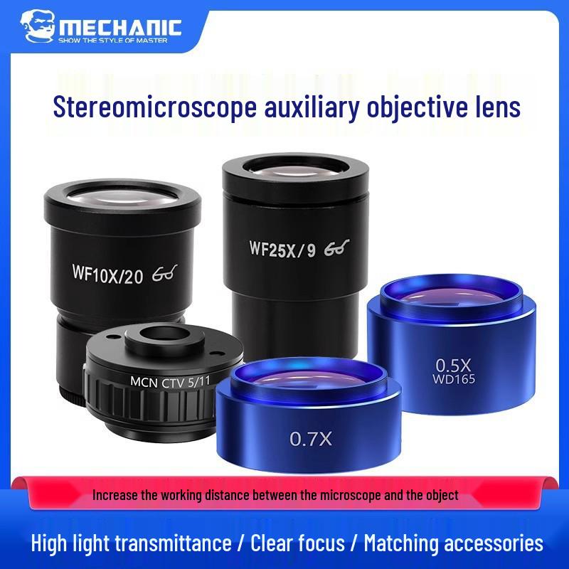 Wide-Angle Eyepiece Stereo Microscope with Reticle and Lens Adapter