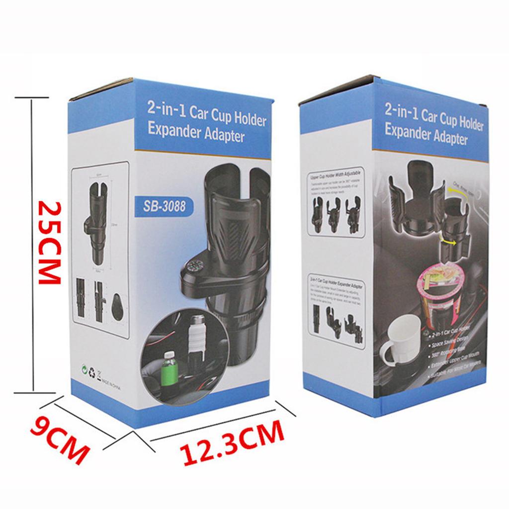 Multifunctional Car Cup Holder 2 In 1 Beverage Expander Adapter Base Tray 360 Degree Rotating Stand Organizer Slip-proof