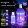 Portable USB Rechargeable Purple Light Insect Trap: Lures Cicadas, Mole Crickets, Beetles with UV Black Light for Outdoor Use.