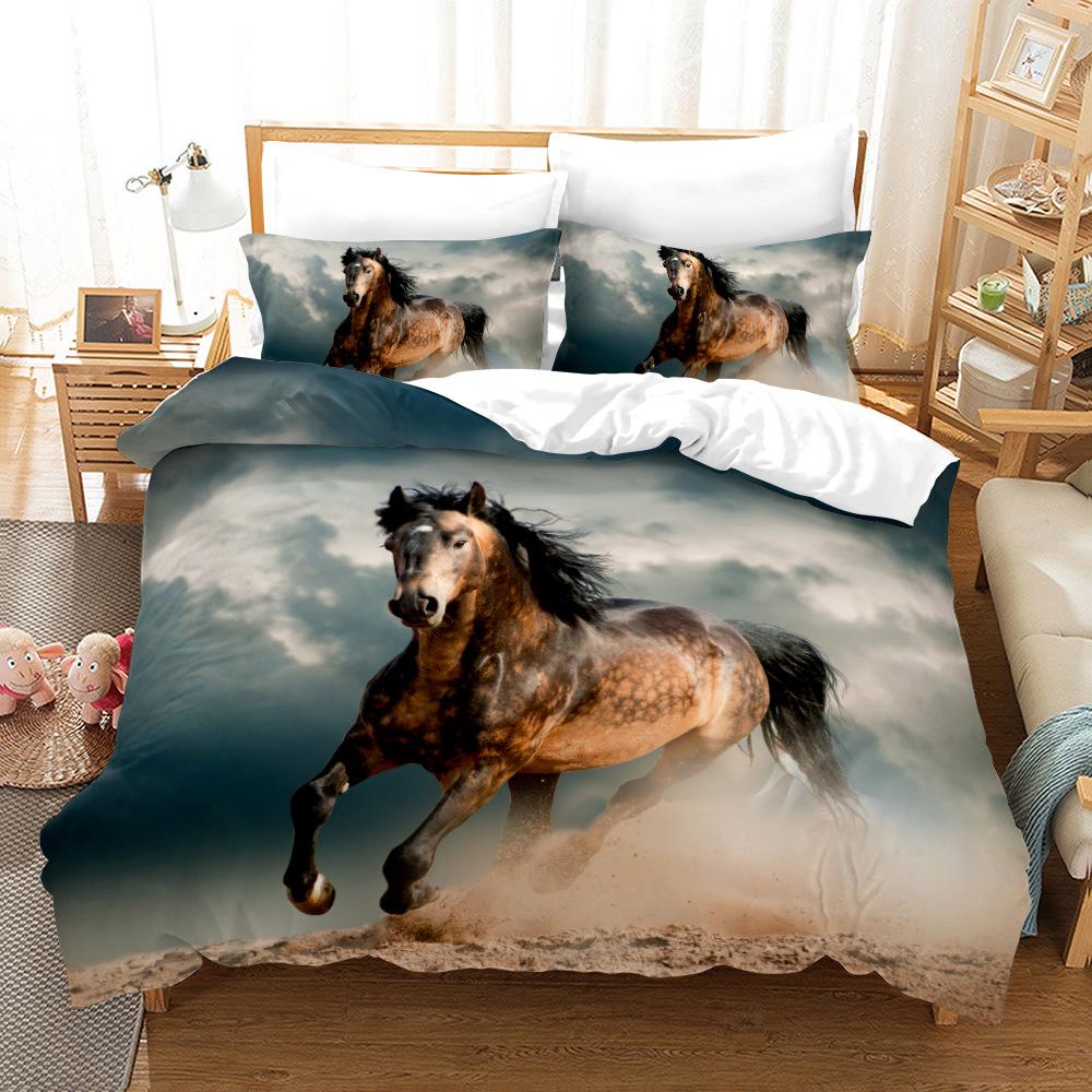 Комплект пододеяльника «Дикие лошади» с 3D-принтом, тематика «Животные», уникальный экзотический стиль, чехол для одеяла размера кинг для детей, полиэстеровый комплект постельного белья