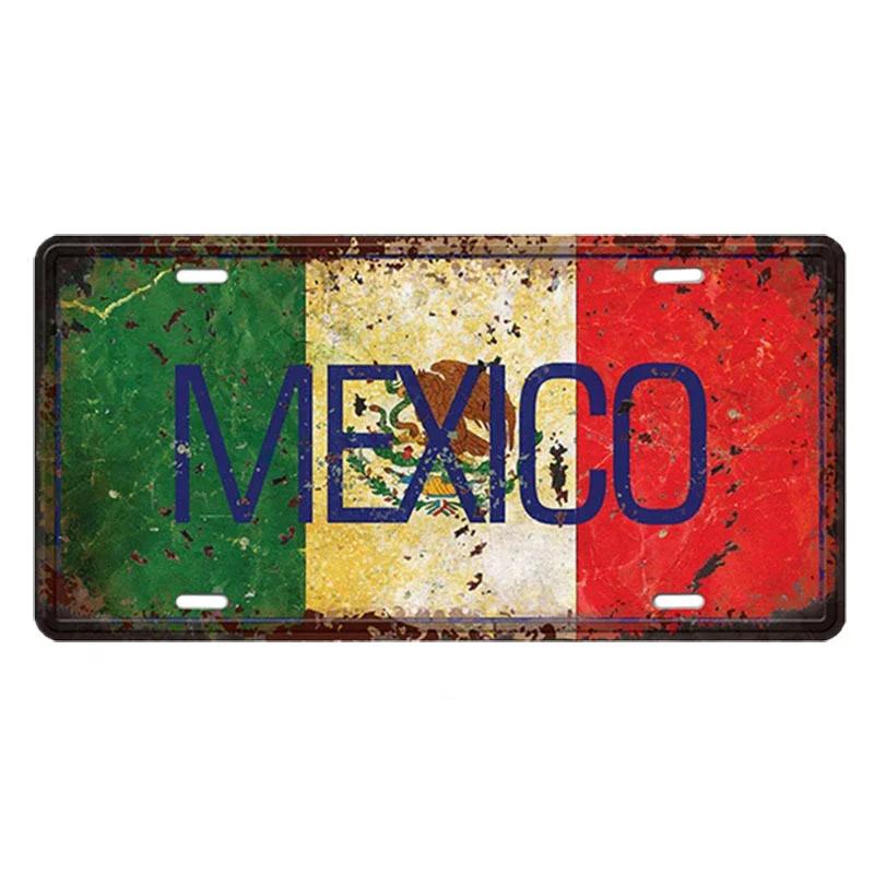 Canada Australia UK US National Flag Tin Sign Shabby Retro Car Plate License Iron Painting Metal Plaques Wall Decor For Bar Pub