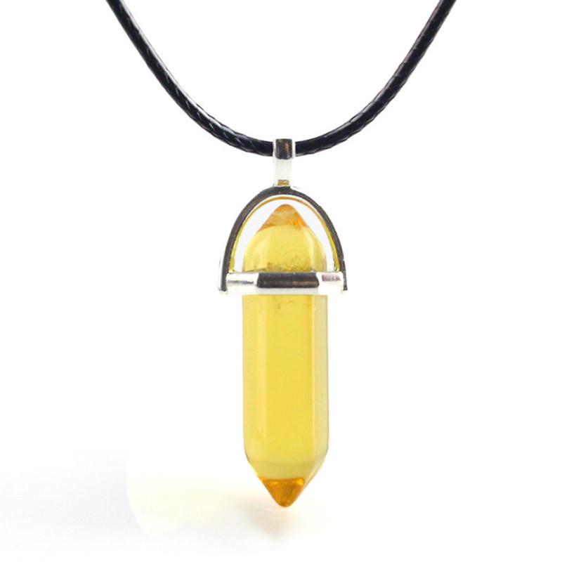 Красивое ожерелье из натурального кристалла с уникальным шестиугольным кулоном для исцеления