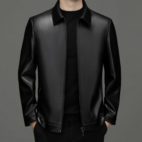 Мужская куртка с лацканами, длинным рукавом, застежкой-молнией, стандартный крой, пальто, однотонная короткая куртка из искусственной кожи, повседневная уличная верхняя одежда