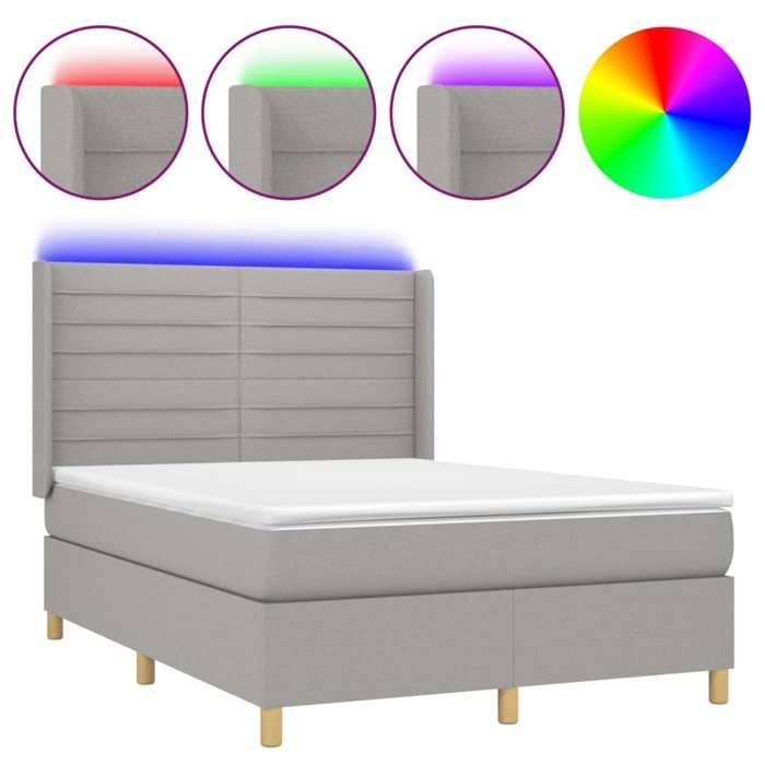 VidaXL Sommier à Lattes de Lit avec Matelas et LED, Lit Rembourré, Lit Double, Lit Adulte de Chambre à Coucher Intérieur, 3138957