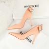 Fashionable Banquet High Heels Slim Heels Women's Shoes Shallow Mouth Pointed Toe, Back Bow Single Shoes