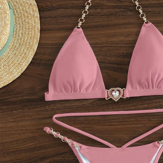 1 компл. Купальник бикини Мягкие бюстгальтеры без косточек Сексуальный Холтер с V-образным вырезом Страпон для плавания Комплект из двух частей Разделенное бикини Летний женский купальный костюм Пляжная одежда