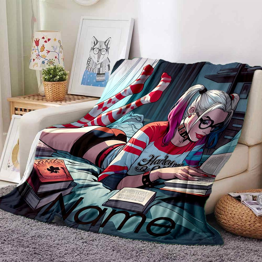 Customiz Name Personality Harley Quinn and the Joker Blanket Soft &Warm Sofa Office Bed Travel Lunch Break Blanket, Gift Suitable All Seasons