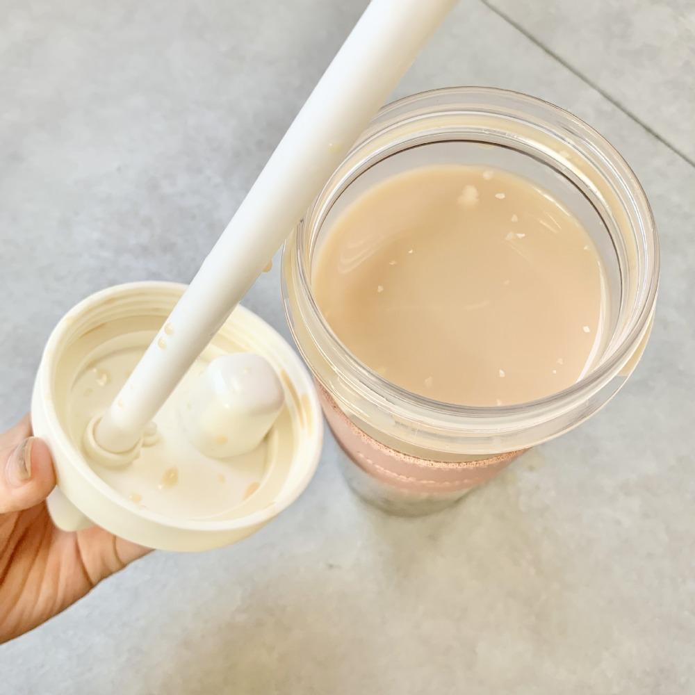 850ML Cute Pearl Milk Tea Straw Plastic Water Bottle with Cup Cover Women Large Capacity Juice Boba Milk Cup Drop-proof 1