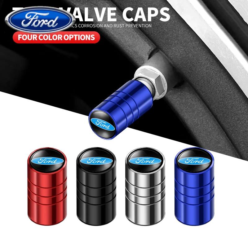 Car Sticker Ford 4pcs Car Badges Wheel Tire Valve Stem Caps Covers Auto Accessories For Ford Fiesta Focus mk2 mk3 Ranger Mondeo