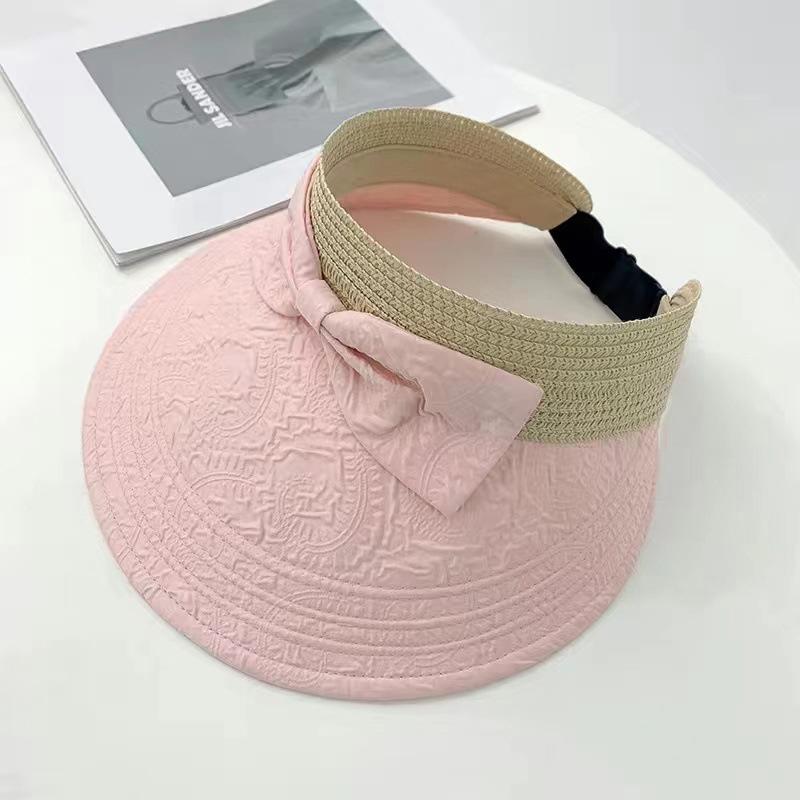 Летняя маленькая свежая женская соломенная косичка маленькая плиссированная пустая шляпа с бантом козырек большая подвесная шляпа от солнца с солнцезащитным кремом