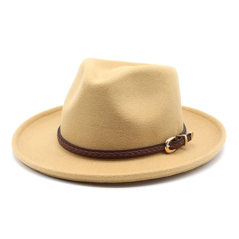 Шерстяной цилиндр Мужской и женский джазовый головной убор Шляпа с плоскими полями и большими полями Твидовая шерстяная шляпа