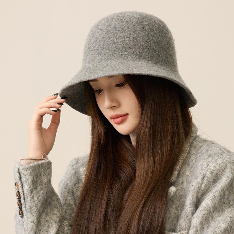 Женская шерстяная шляпа рыбака, однотонная шляпа-ведро, теплая шляпа для отдыха на природе