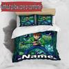 3pcs Duvet Cover Set (1*Duvet Cover + 2*Pillowcase, Without Core), Custom Name Ben 10 Cartoon Pattern Bedding Set, Home Bedroom Decor Gift