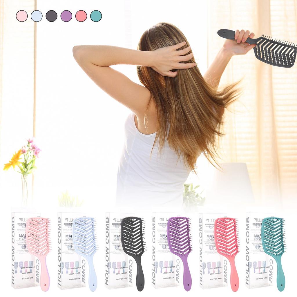 Полая V-образная массажная расческа для укладки волос, большая изогнутая расческа для массажа кожи головы, ребристая расческа, дышащая расческа