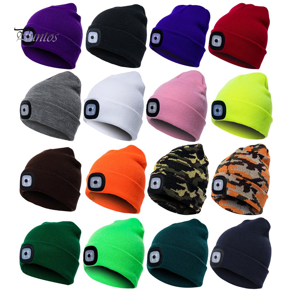 Puntos sport Унисекс Открытый воздух Велоспорт Туризм Светодиодная вязаная шапка Зимняя эластичная шапка-бини