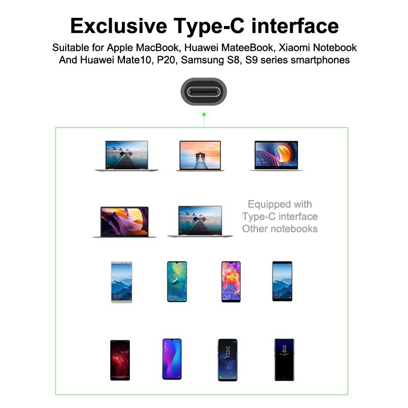 Мини-хаб USB Type-C, 4-портовый адаптер, USB 3.1, мульти-разветвитель 4-в-1, док-станция, ультратонкий, сверхскоростной, алюминиевый, для компьютера, ноутбука, ПК