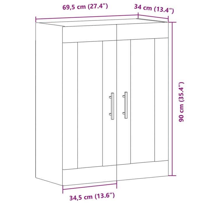 VidaXL Armoire murale chêne artisanal 69,5x34x90 cm bois d'ingénierie, armoire, armoire suspendue, armoire latérale, armoire 857313