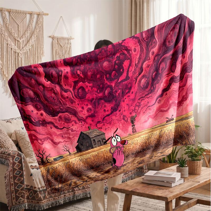 Warm Flannel BlanketCourage the Cowardly Dog Soft Cozy Throw Blanket for Bedroom Couch