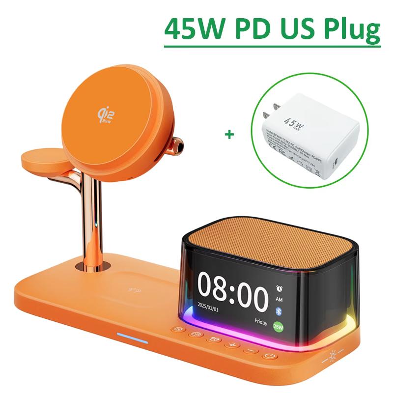 Qi2 25W ICE Cooling Magnetic Wireless Charger Bluetooth Speaker For iPhone 17 Samsung S26 Apple Galaxy Watch 2-8 Fast Charging