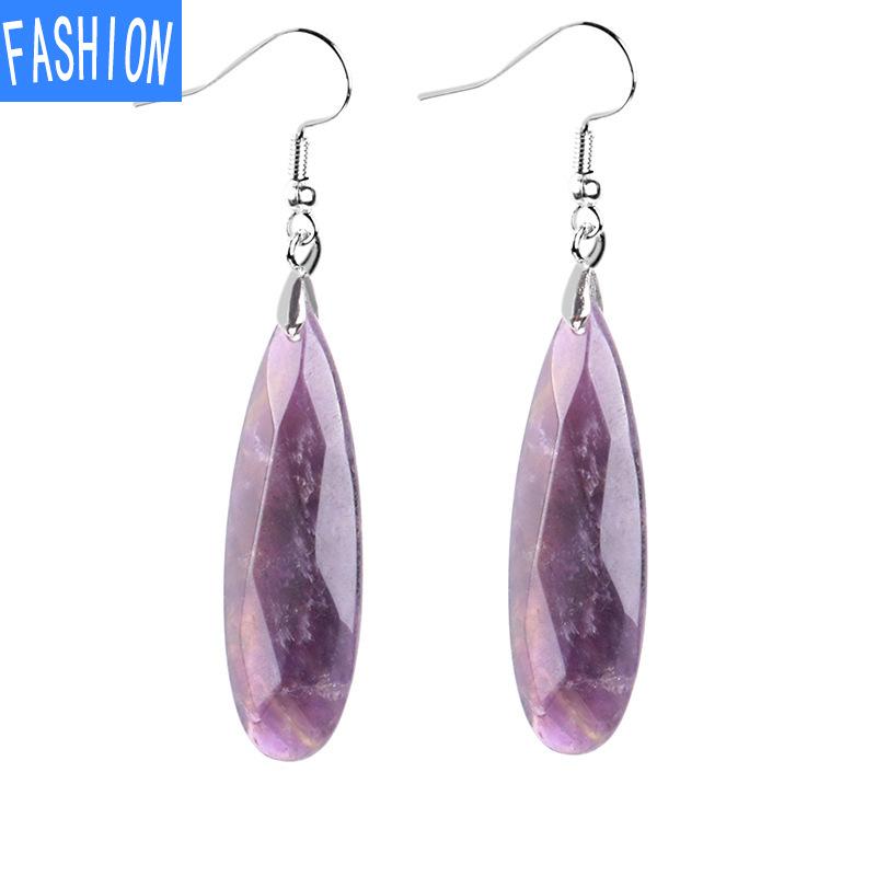 Серьги с натуральными кристаллами, серьги с каплями воды, женские геометрические висячие серьги