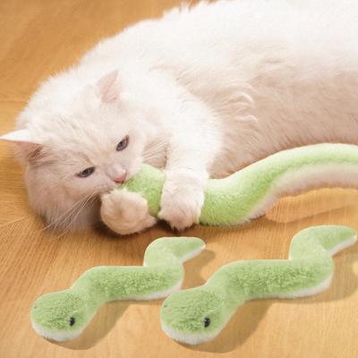 Игрушка для кошек Змея Непрогрызаемая | Интерактивная плюшевая дразнилка с перьями для котят/щенков (Рождественские подарки 2024)