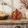 Lightweight Wood Holiday Ornaments Thanksgiving Wooden Pumpkin Decor, Vintage Striped Hollow Carved Ornament Rustic Fall Home Decor for Party,