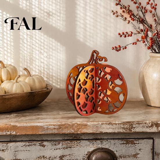 Lightweight Wood Holiday Ornaments Thanksgiving Wooden Pumpkin Decor, Vintage Striped Hollow Carved Ornament Rustic Fall Home Decor for Party,