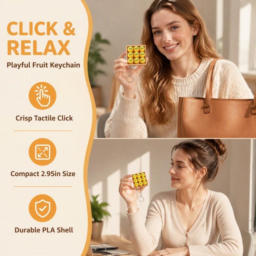 NineGrid Fruit Keycaps Clicker 3D Printed Keyboard Pendants Student Press Button Keychain  Kids Toy