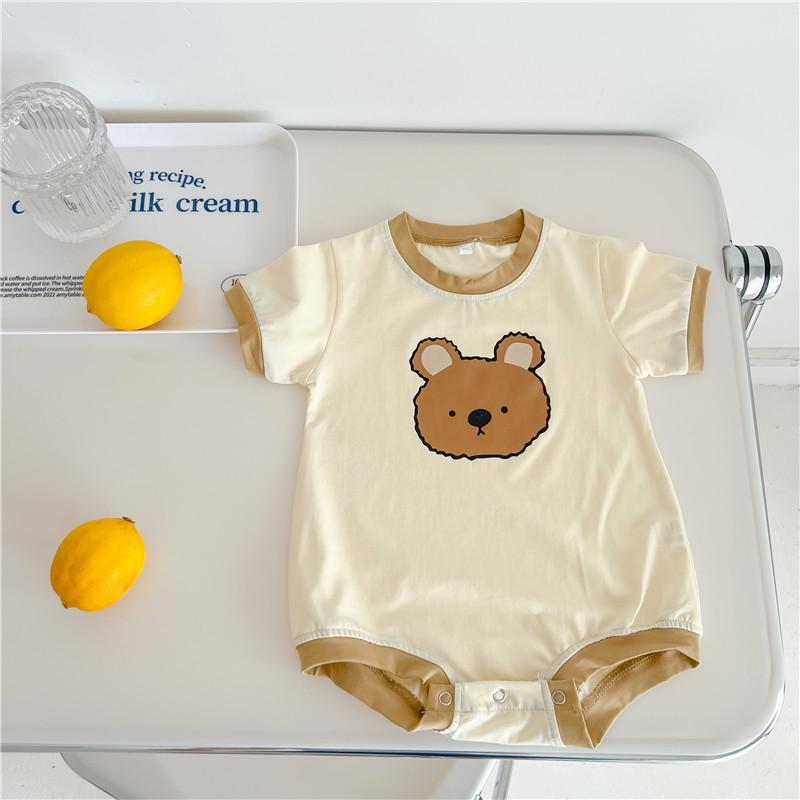 INS Style Summer Infant Bear Romper Unisex Short-Sleeve Snap-Crotch Bodysuit