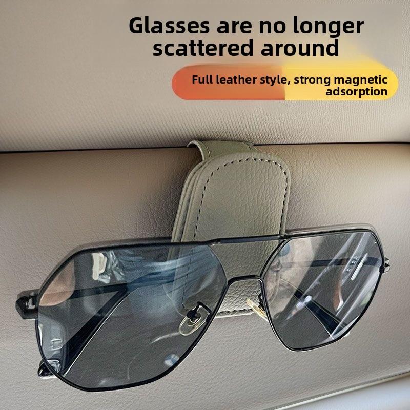 Multi-Functional Car Glasses Clip Sunglass Holder for Visor Storage and Glasses Hanging Organizer Magnetic Sunglass Organizer