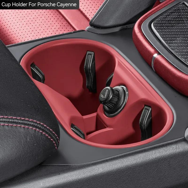 Car Silicone Center Console Organizer Box Cup Holder Wireless Charging Pad Cup Insert Accessories For Porsche Cayenne 2024 2025