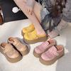 Толстоподошвенные тапочки с закрытым носком женские летние новые туфли с отверстиями-маффинами ретро шлепанцы сандалии на одной педали для женщин