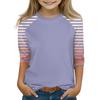 Tops For Youth Girls 4-16 Years Round Neck 3/4 Sleeves T-Shirts Trendy Tops Outfit Tees