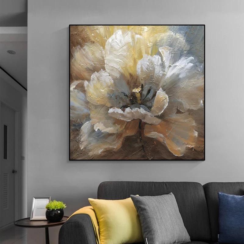 Абстрактное цветочное искусство, масло, холст, живопись, постеры и принты, настенные панно Quadros для гостиной, украшения стен дома, Cuadros